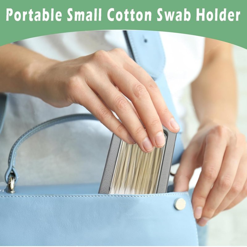 Cotton Swab Holder - Portable Travel Case for Dental Floss & Cotton Balls | 2 Pcs, Black
