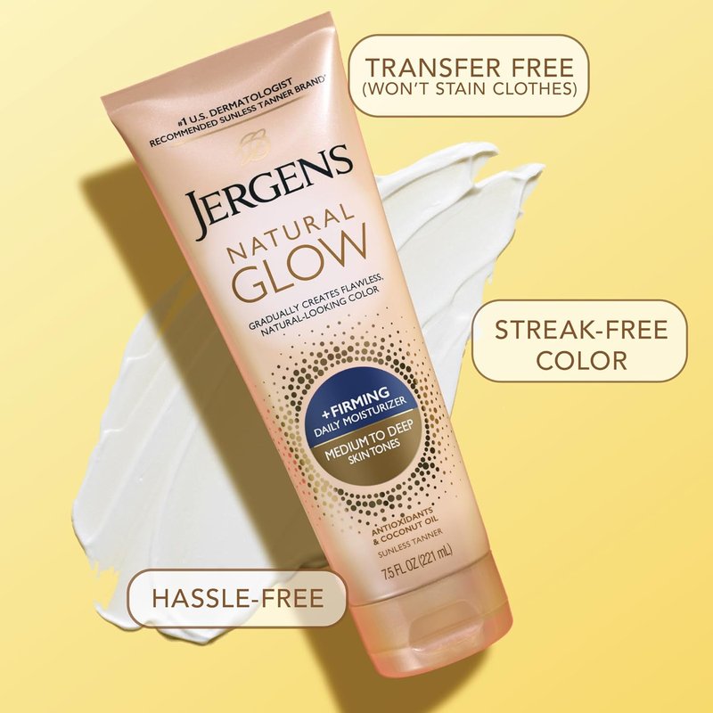 Jergens Natural Glow Daily Moisturizer - Firming Formula for Medium to Tan Skin Tones | 7.5oz (Pack of 5)