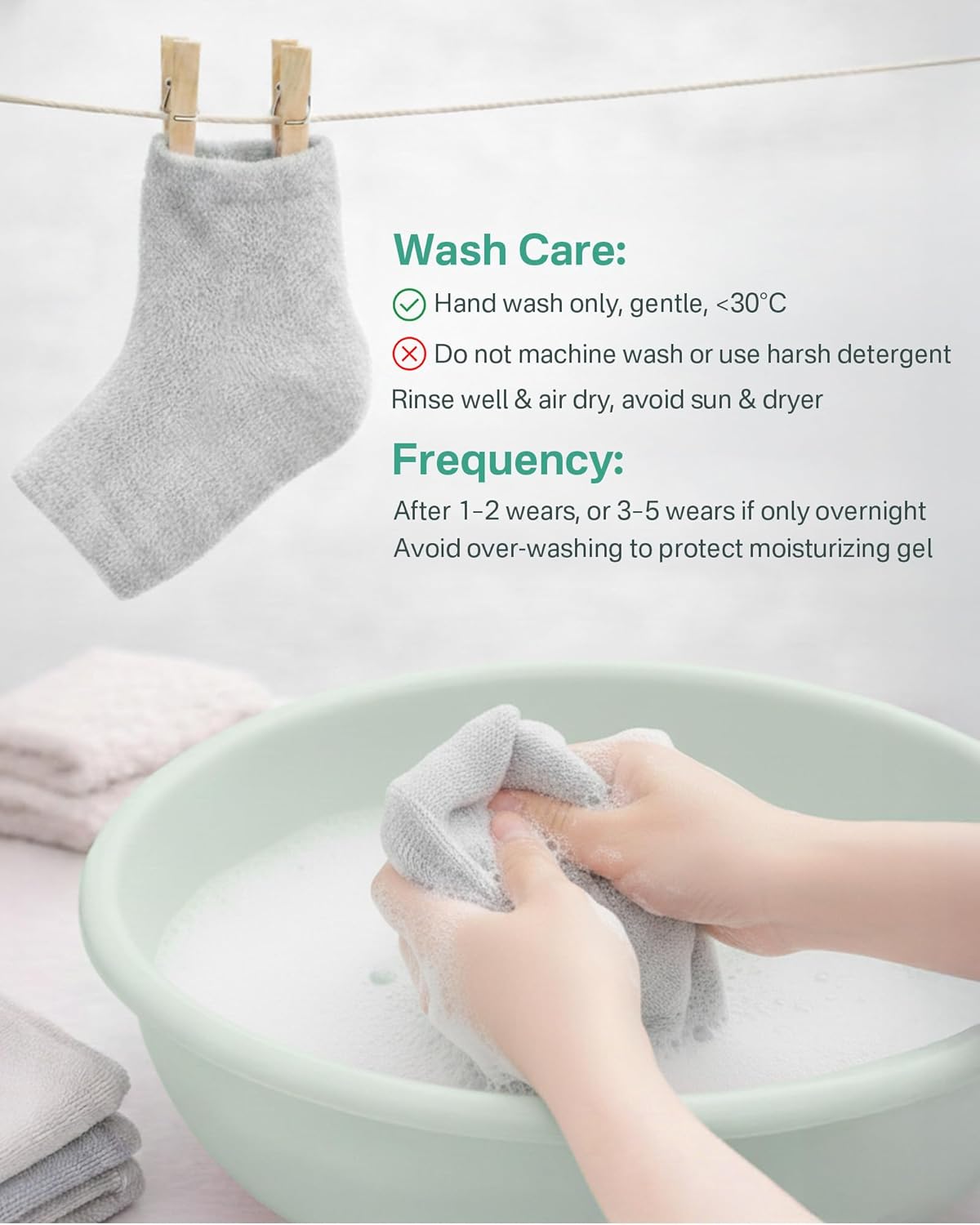 Skiennix Moisturizing Socks for Women - Deeply Hydrating Gel Socks for Dry, Cracked Heels | Size 9-11, Heel Gray