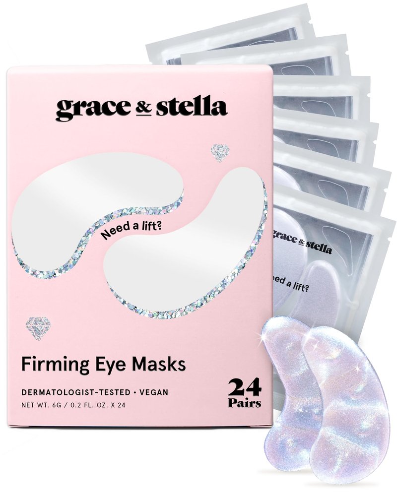 grace & stella Peptide Under Eye Patches with Niacinamide & Rice Extract - Firming Eye Masks for Dark Circles and Puffiness - Mothers Day Gift Bags - Vegan, Cruelty-Free (White, 24 Pairs)
