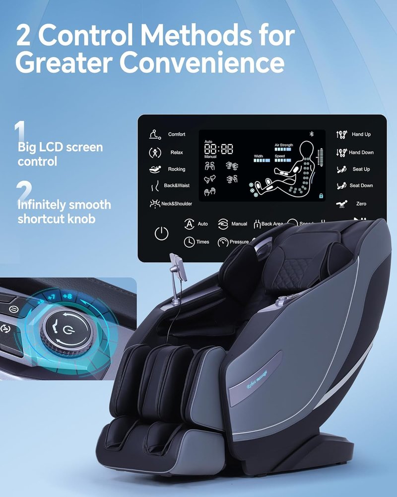 Skiennix Full Body Massage Chair - Zero Gravity 3D SL-Track Shiatsu with Rocking Sleep Mode, Black