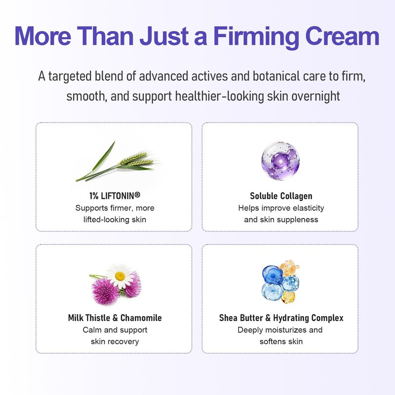 LIFTONIN® Dreamy Glow Overnight Toning Whip Cream - Anti-Cellulite Body Firming Cream with Satin Eye Mask, 3.38 fl oz