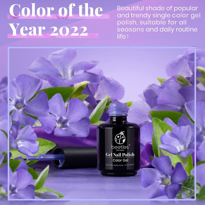 Beetles Purple Gel Polish - 1pc 15ml Periwinkle Pale Soft Purple Gel Summer Colors Soak Off Uv Lamp Nail Art Manicure Salon Design DIY Home Gift for Women Girls
