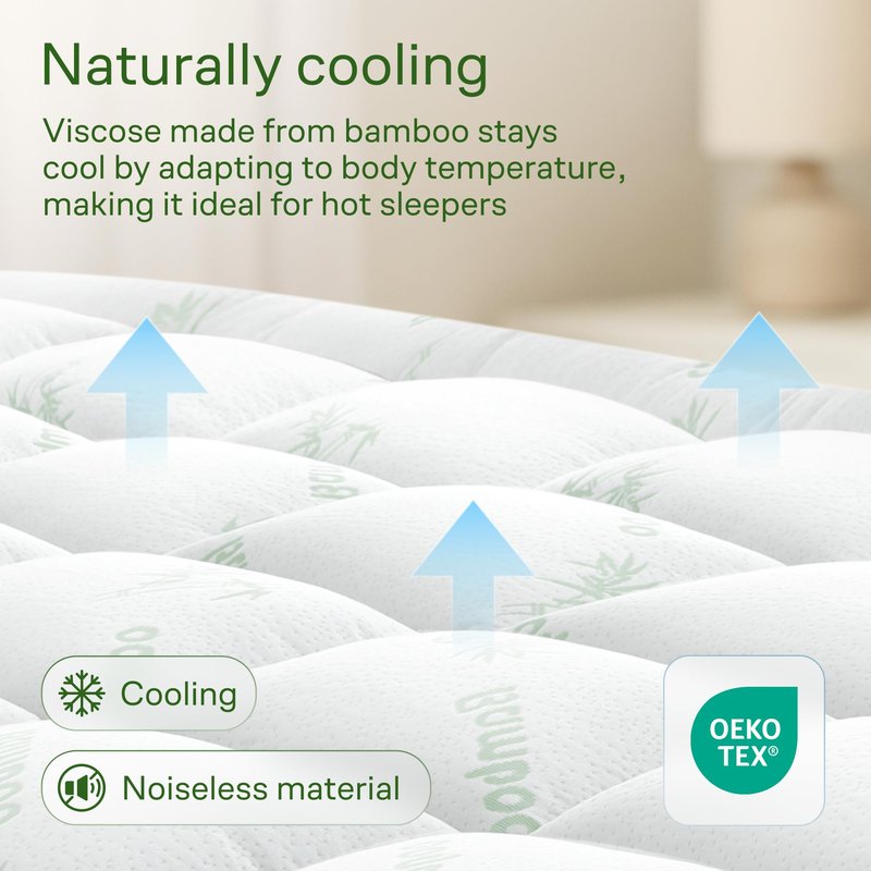 Niagara Sleep Solution Ultra Soft Twin Size Mattress Topper - Rayon Derived from Bamboo Pillow Top Mattress Pad for Back Pain Relief - Naturally Cooling for Hot Sleepers, Green