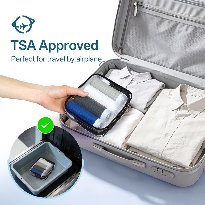 Firstfooby Travel Bottles for Toiletries, TSA Approved Travel Size Containers, Leak Proof Silicone Shampoo Bottles, Small Toiletry Containers with Clear Bag for Shampoo Conditioner Lotion