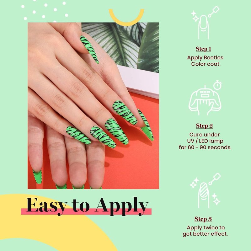 Beetles Neon Green Gel Nail Polish - 15ml Soak Off UV LED for Salon & DIY | Lime Green Day Nails