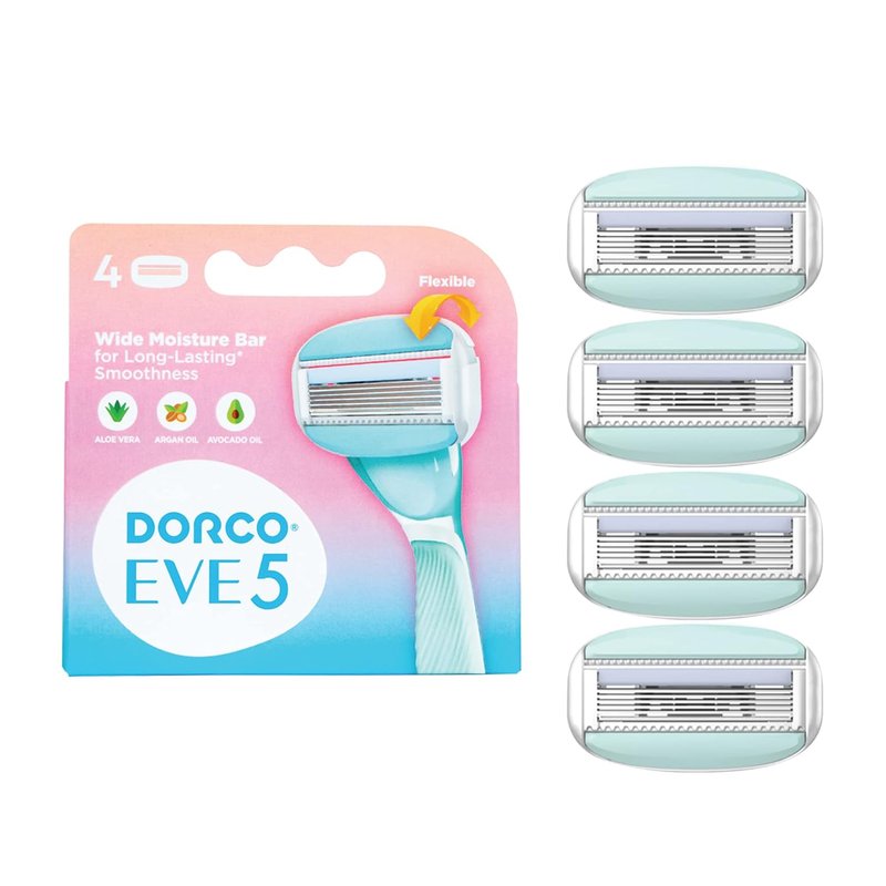 DORCO EVE5 Women's Razor - 1 Handle & 4 Long-Lasting Blade Refills | Smooth Shaving Experience