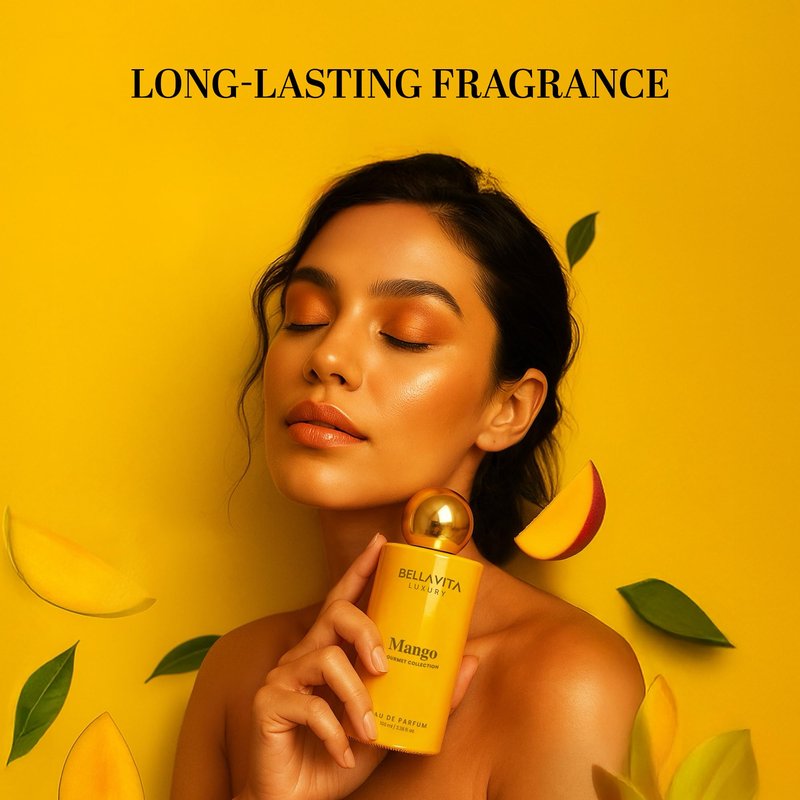 Bellavita Luxury Mango Eau de Parfum | 100 ml (3.4 fl.oz.) | Perfume for Men and Women | Gourmet, Mango, Ylang, and Siam Benzoin Notes | Long Lasting Unisex Fragrance