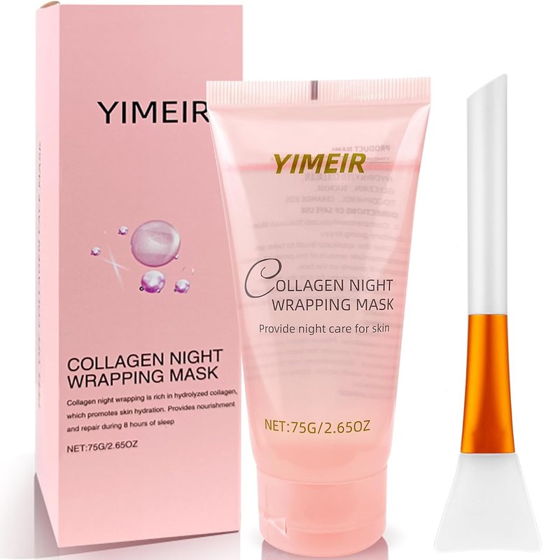 Skiennix Collagen Night Wrapping Mask - Hydrolyzed Peel-Off Facial Mask for Tightening & Hydration (Pink)