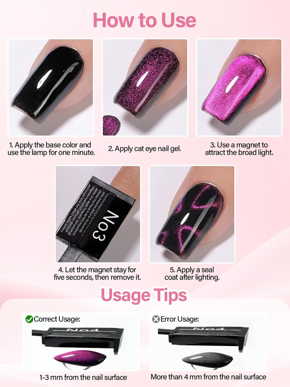 TOROKOM 17Pcs Nail Magnet Set - Cat Eye Gel Polish Magnet Wand & Heart Design Tools for Stunning Nail Art