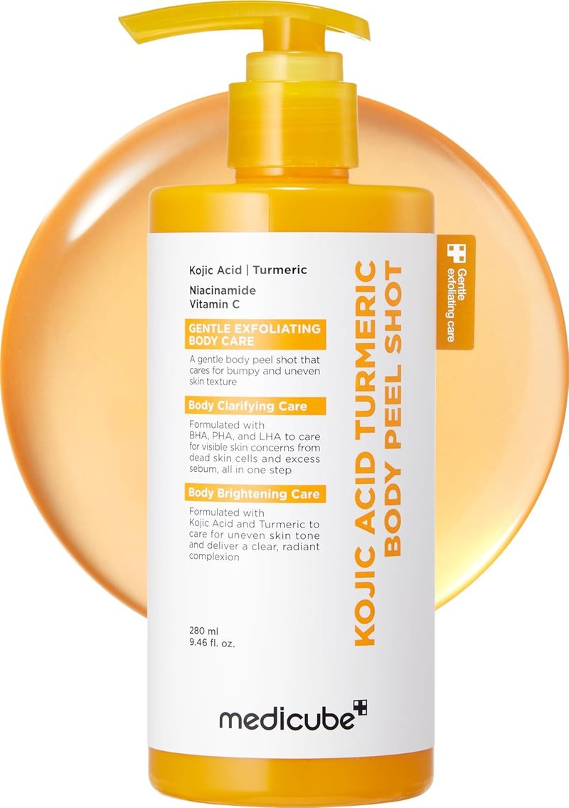 Medicube Body Peel Shot - Gentle Exfoliating Serum with Kojic Acid & Turmeric | 9.46 fl. oz for Brightening & Smoother Skin