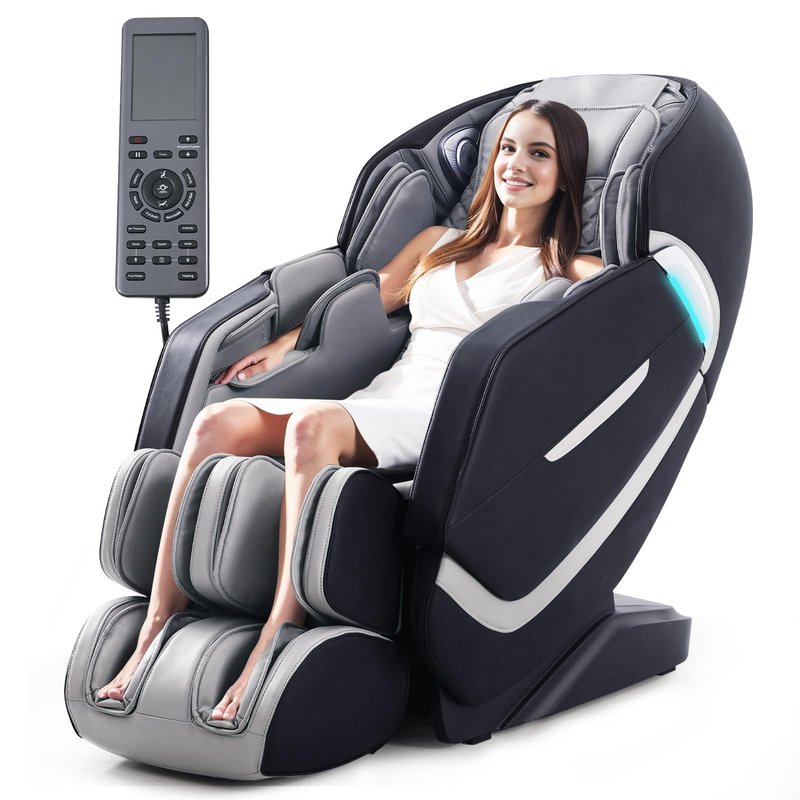 RESTREAL 4D Massage Chair Full Body, Zero Gravity SL-Track Shiatsu Electric Massage Chair Recliner, Airbag Massage, Deep Yoga Stretch with Heat Body Scan Bluetooth Foot Roller, Extendable Footrest