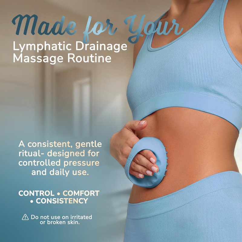 SILKLE Cellulite Massage Tool & Lymphatic Drainage Massager - Silicone Anti Cellulite Massage Brush for Body Sculpting with Ergonomic Handle - Cellulite Remover for Legs, Thighs and Belly - Blue
