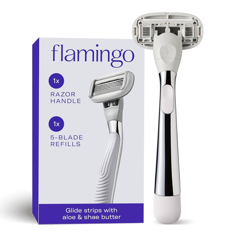 Flamingo Women's Razor - Polished Chrome Handle with Blade Refill | Smooth Shaving Experience