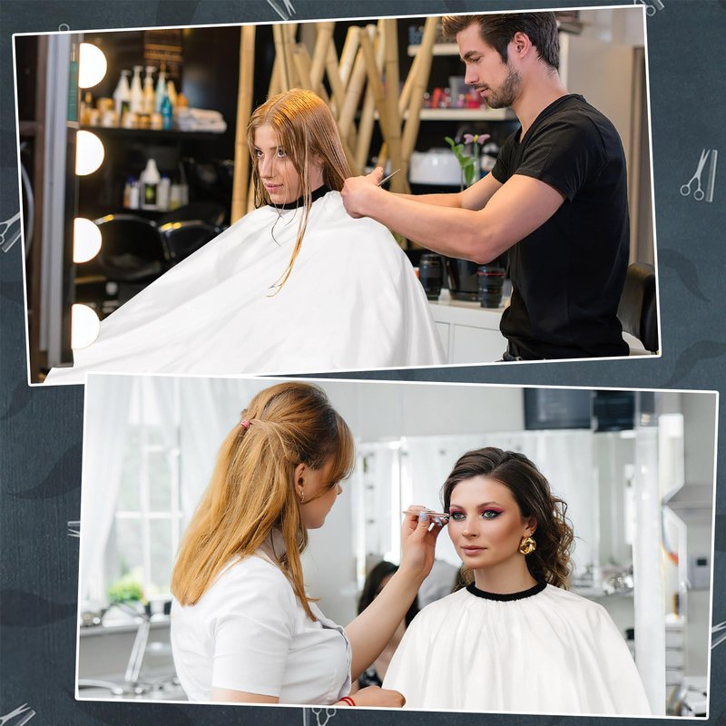 FEBSNOW Professional Hair Cutting Cape, 2 Pcs Hairdressing Barber Salon Cape with Closure Snap for Styling Coloring Hair Hair Cutting Cape Accessories, White