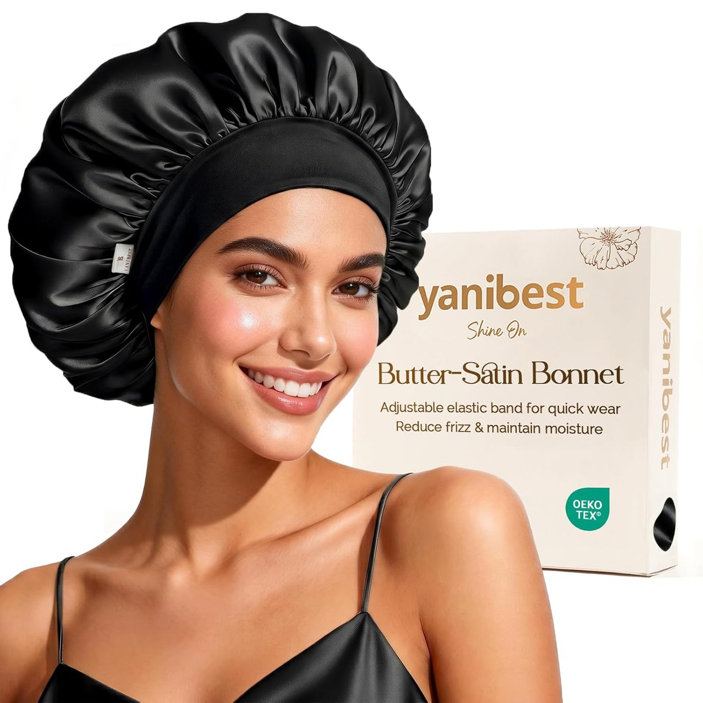 YANIBEST Silk Bonnet for Sleeping Women, Double Layer Hair Satin Bonnets with Elastic Band, Sleep Cap Curly Natural Hair