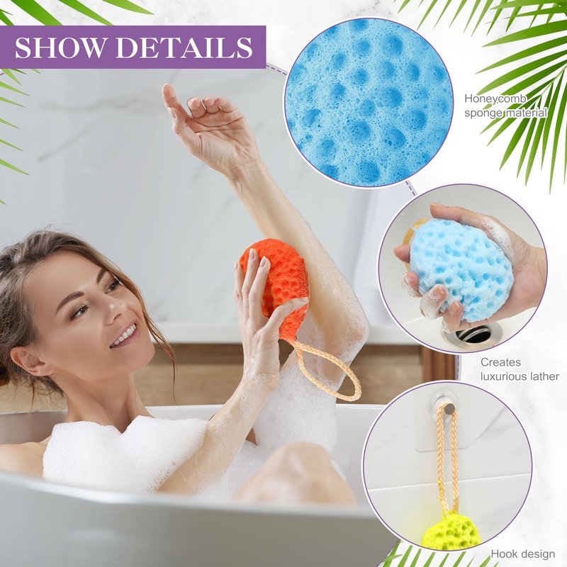 FoldTier 36 Pcs Bath Sponge Deep Cleansing Body Loofah Gentle and Deep Exfoliating Body Scrubber Bath Accessories Men Women Baby Sponge for Bathing Shower (Multicolor)