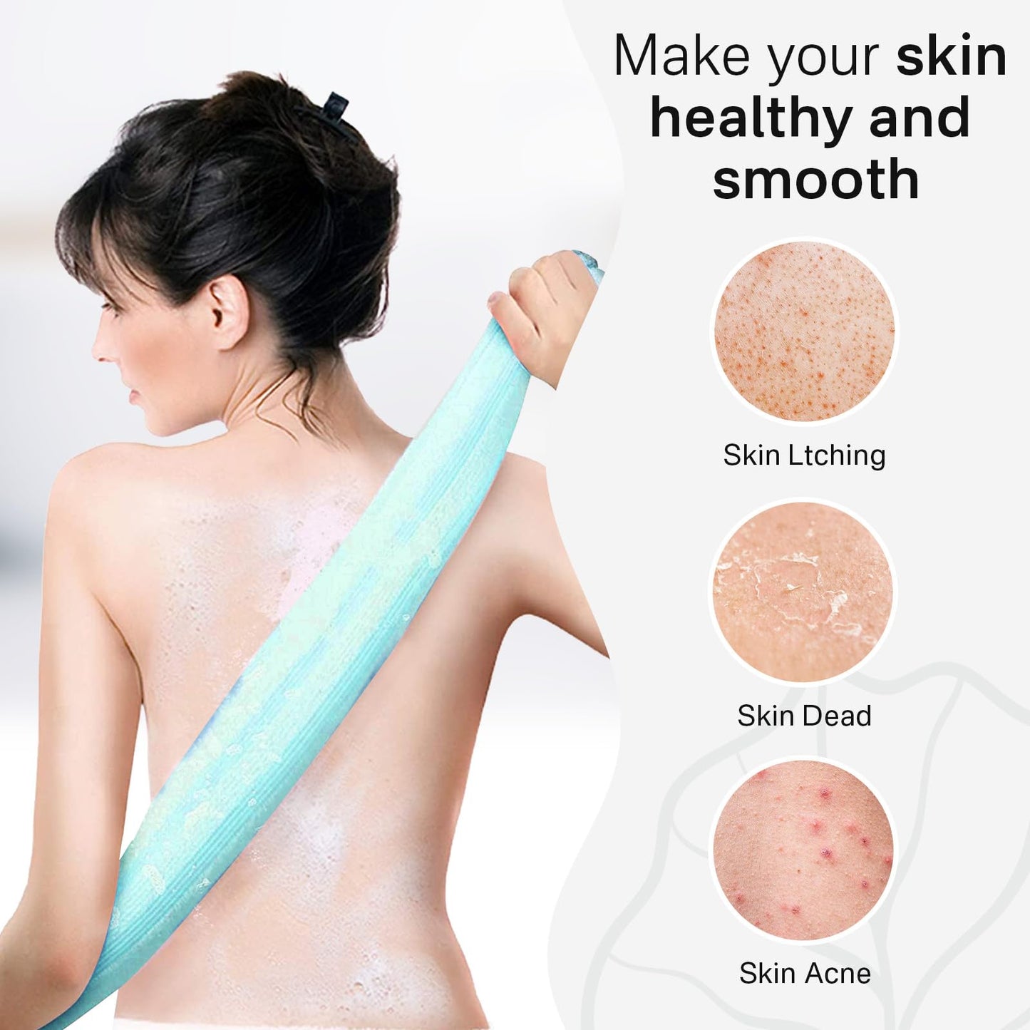 Yiclick 2pcs Back Scrubber for Shower Bath ，Exfoliating Body Scrubber, Body Exfoliator Loofah Luffa Sponge Net Rag Back Washer