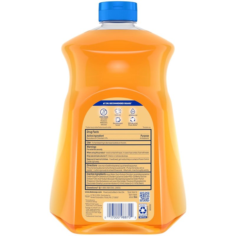 Dial Antibacterial Defense Liquid Hand Soap - Aloe Gold Scent, 52 Fl Oz Refill (3 Count) | Dermatologist-Tested Gentle Formula