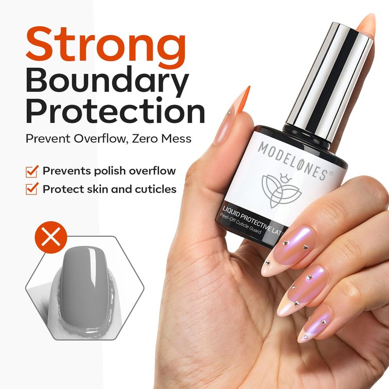 Modelones Gel Polish - Liquid Latex Nail Polish Barrier, 15ml | Fast-Dry Cuticle Guard & Skin Protector