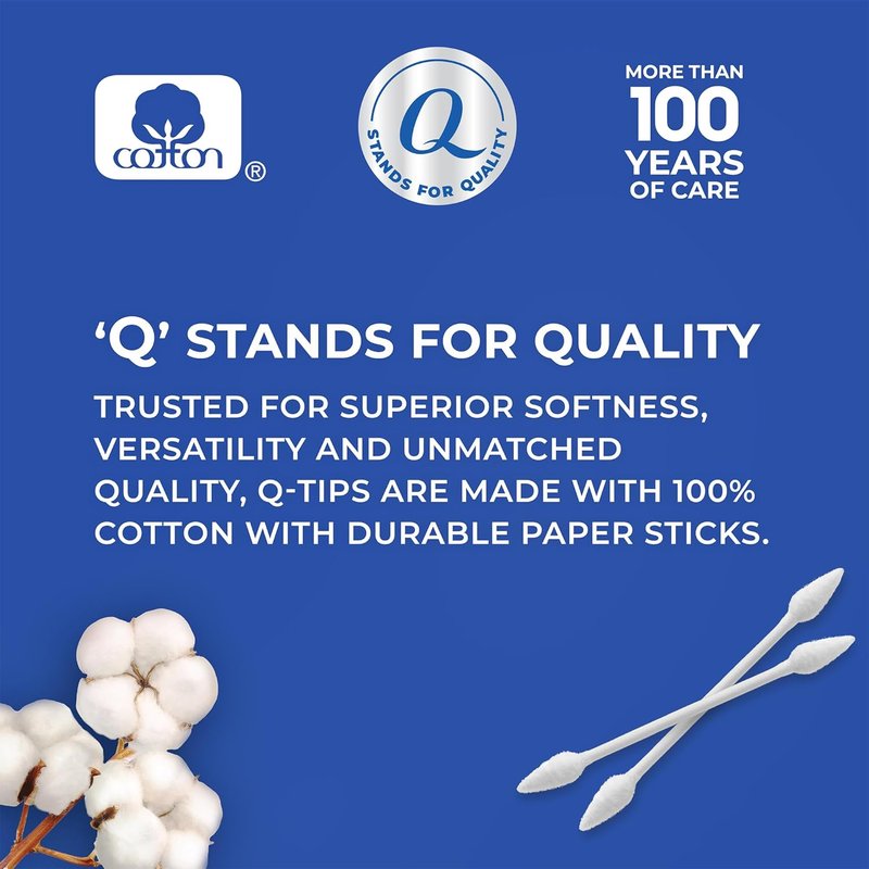 Q-tips Cotton Swabs - Precision Tips for Travel | 10-Pack of Essential Beauty & Personal Care Items
