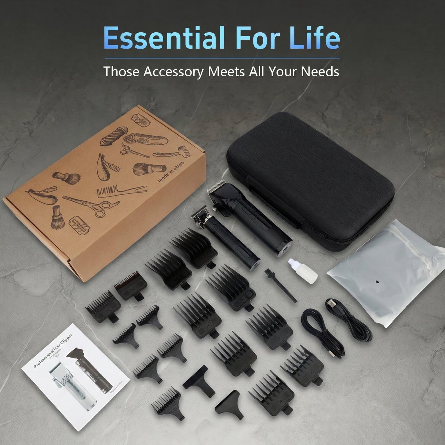 Soonsell Hair Clippers for Men,Professional Barber Clippers and Trimmer Set,Mens Cordless Hair Clipper for Barber,T-Blade Trimmer Set
