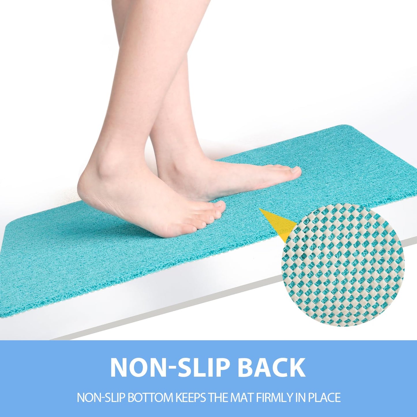 Hargiis Non-Slip Bathtub Mat, Anti Slip Shower Mat, Fast Drying Bathtub Mats, Foot Scrubber Mat, Anti Slip Mat for Tub, Floor, Bathroom, Kitchen, Home, Hotel (Turquoise Blue 24"×24")