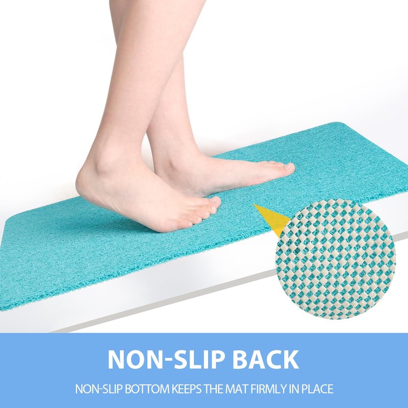 Hargiis Non-Slip Bathtub Mat, Anti Slip Shower Mat, Fast Drying Bathtub Mats, Foot Scrubber Mat, Anti Slip Mat for Tub, Floor, Bathroom, Kitchen, Home, Hotel (Turquoise Blue 32"×17")