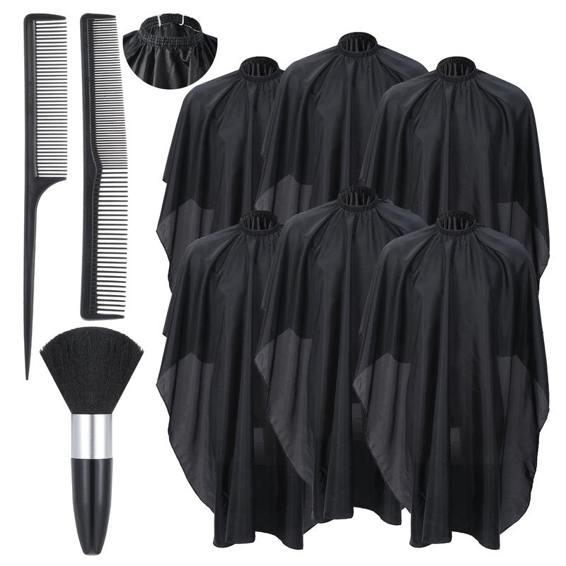Ckhoid 9Pcs Professional Hair Cutting Capes, Salon Barber Capes with Neck Duster and Combs Brush, Large Size Salon Barber Cape with Adjustable Snap Closure for Men, Women Hair Stylist