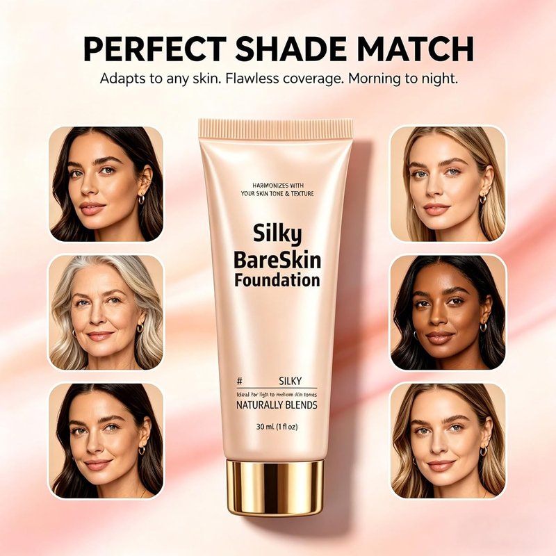 Skiennix Color Changing Foundation - Hydrating Makeup for Mature Skin | Soft Texture, Dark Shade
