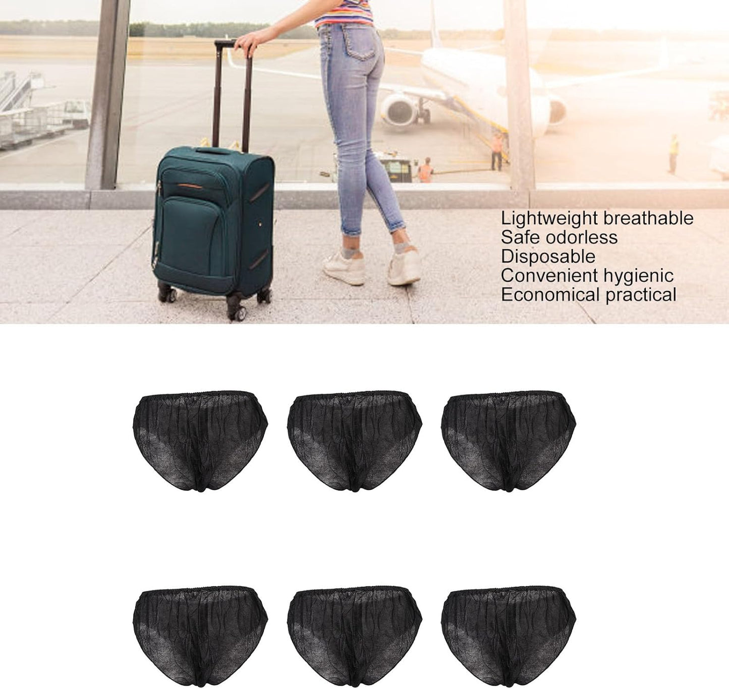 ZASCHMOY 50pcs Disposable Black Underwear, One Size Fits Most Portable Travel Underwear for Women And Men Outdoor Tourism Hotel