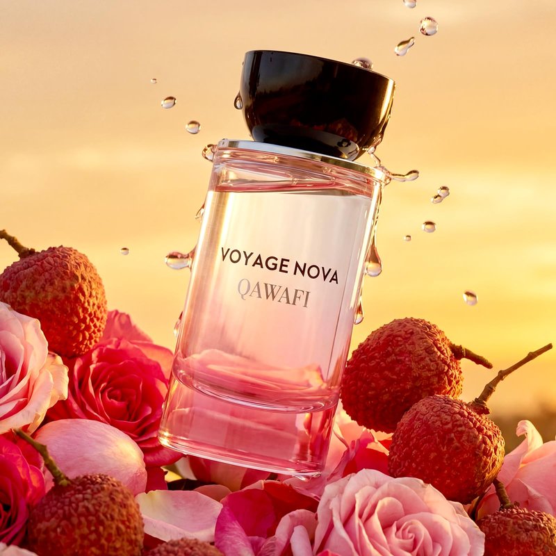QAWAFI Voyage Nova Eau de Parfum for Women, Lychee Bergamot Ginger, Rose Peony Cocoa Blossom, Elegant Patchouli, Long Lasting Spring Fall Perfume, 50ml 1.7fl oz