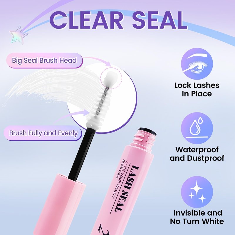Lash Cluster Glue, Bond and Seal Waterproof Eyelash Glue, Eyelash Adhesive Black Long-Lasting 48-72Hours, 2 in 1 Lashes Bond and Seal Eyelashes Clusters DIY