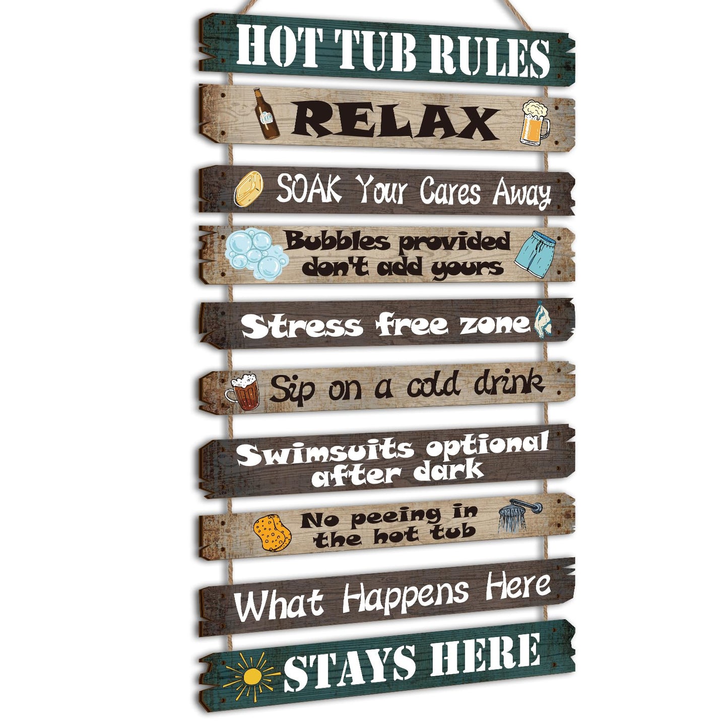 Tatuo Hot Tub Pool Patio Rules Signs Gifts Wood Funny Rules Signs Decorative Outdoor Regulations Plaque Wall Bath for Bathroom Pool Backyard Outdoor Wall Art Accessories(Modern)