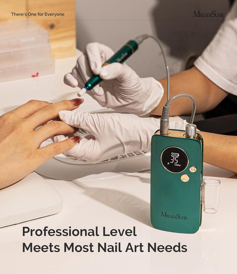 MelodySusie Nail Drill - Advanced Rechargeable E-File with 35000RPM & Long Battery Life | Lightweight Handpiece for Home & Salon Use