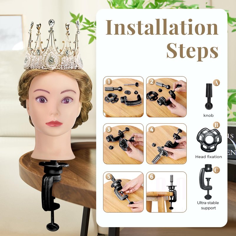 24" Mannequin Head -80% Real Hair Doll head for hair Styling, Cosmetology Mannequin Head with Hair for Braiding Curling,Cuting with Table Clamp Styling Set