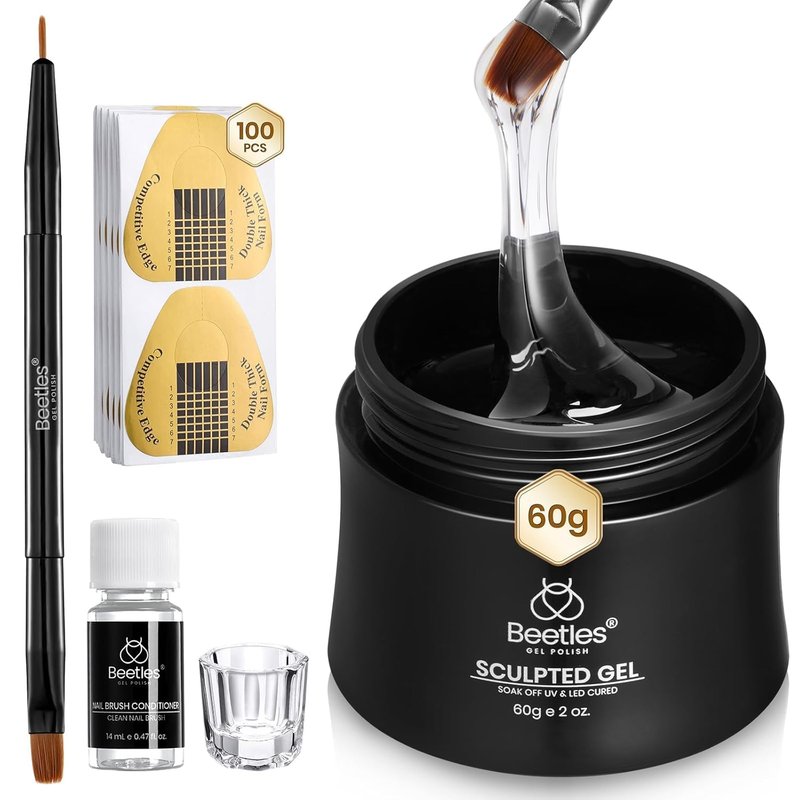 Beetles Hard Gel - 10 in 1 Clear Sculpted Gel for Nail Extensions & Overlays | 60g High Hardness