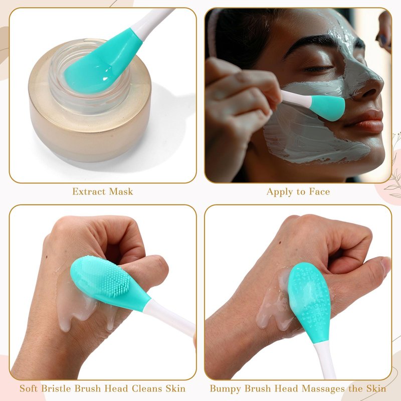 Acellegic 50 Pcs Facial Cleansing Brush, 2 in 1 Silicone Face Mask Brush Applicator & Face Scrubber for Exfoliating Massaging Remove Blackhead Makeup Skincare Applicator, Mud Clay Body Lotion DIY Mask