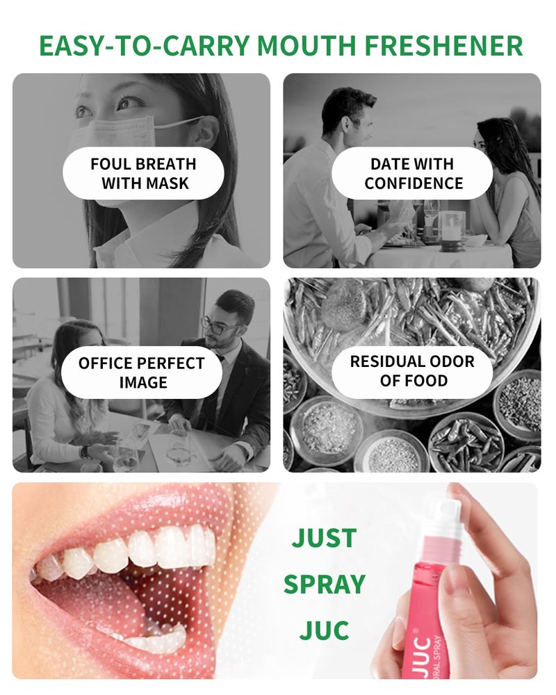 3 Count Mint Breath Spray Mouth Spray Breath Freshener Oral Care for All Ages 0.33OZ (10ML) Mint Peach Flavor