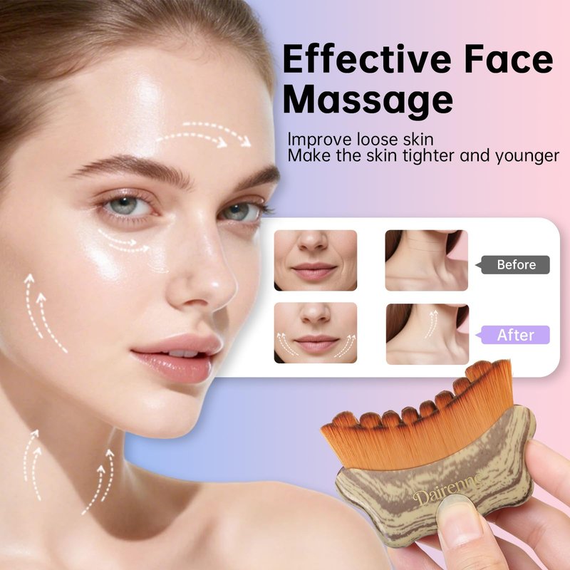 Lymphatic Contour Face Brush - Facial Sculpting & Anti-Puffiness Tool | Ultra Soft Dry Brush for Jawline Massage & Lymphatic Drainage | Ergonomic Design (Gray, 1pc)