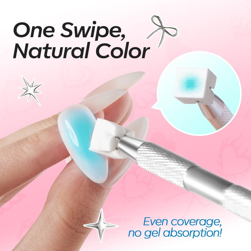 modelones Gel Nail Polish Kit White French Jelly Pink Winter Blue Ocean Gel Polish Set with 10 Pcs Nails Sponge for Ombre & Stickers, 4 Colors Gel Mini Salon Home DIY Trend Manicure Gift for Women