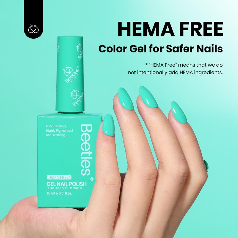 Beetles Green Teal Gel Nail Polish - Hema-Free Turquoise Mint Green Soak Off Gel Polish Island Reverie for DIY Manicure Salon 0.5Oz