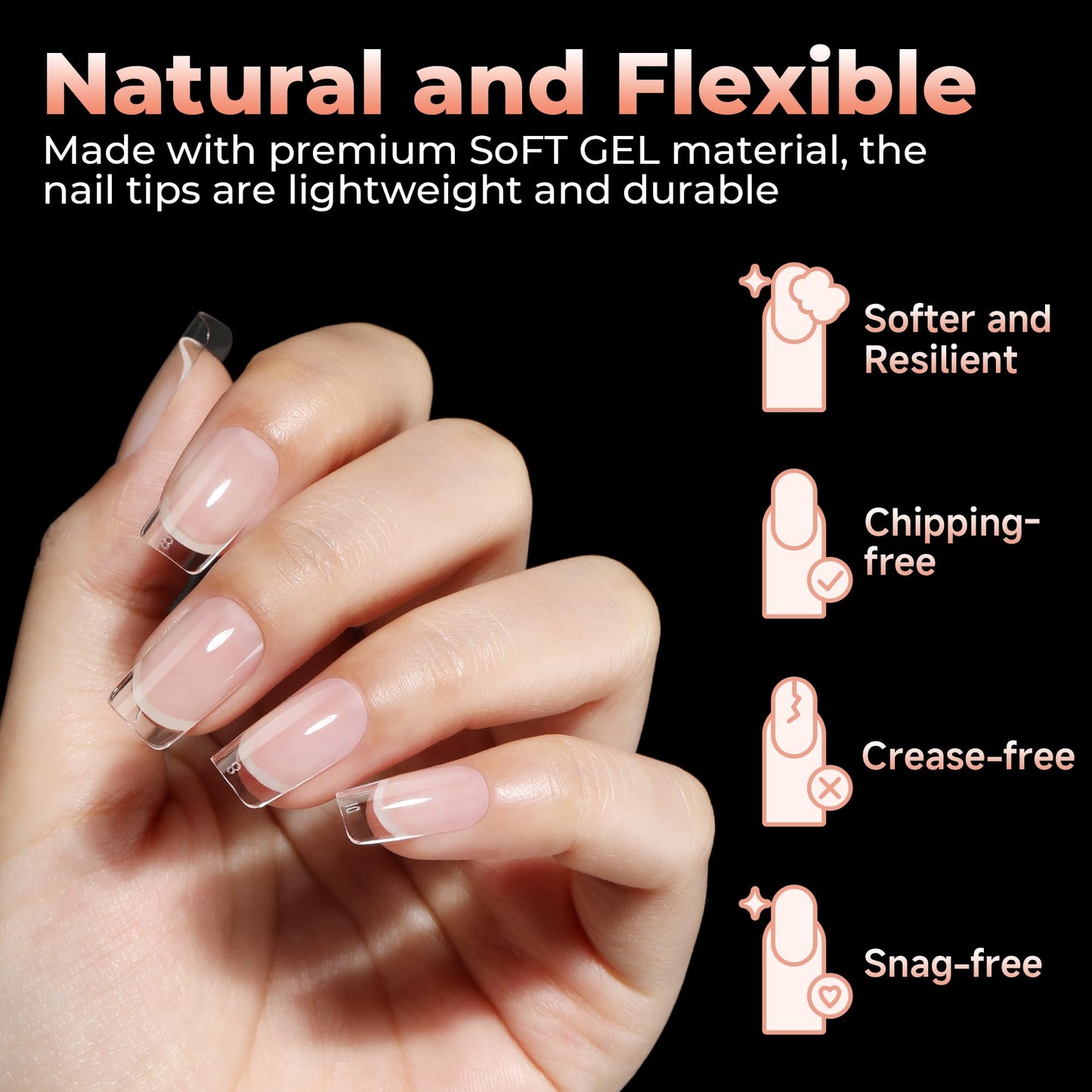 UNA GELLA Short Square Gel Nail Tips: 312pcs Square Fake Nails Pre-file Soft Gel Nails Tips for Full Cover Acrylic Nails False Nails12 Sizes Press on Nails for Nail Extensions Home DIY Salon
