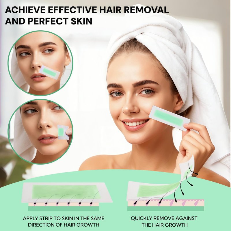 Gemlady Wax Strips for Face, 40Pcs Waxing Strips for Hair Removal, Facial Waxing Kit for Women with 40 Face Wax Strips & 4 Calming Oil Wipes, Aloe Vera