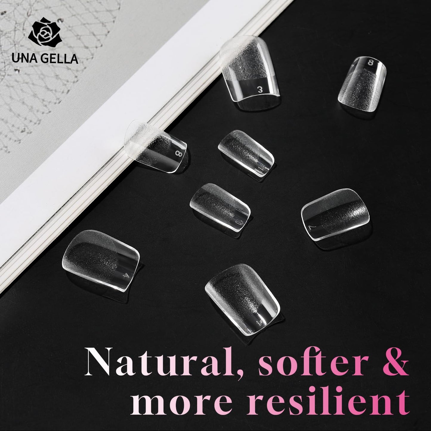 UNA GELLA Extra Short Square Nail Tips - 312pcs Soft Gel Full Cover | Half Matte Acrylic Fake Nails for DIY Nail Extensions