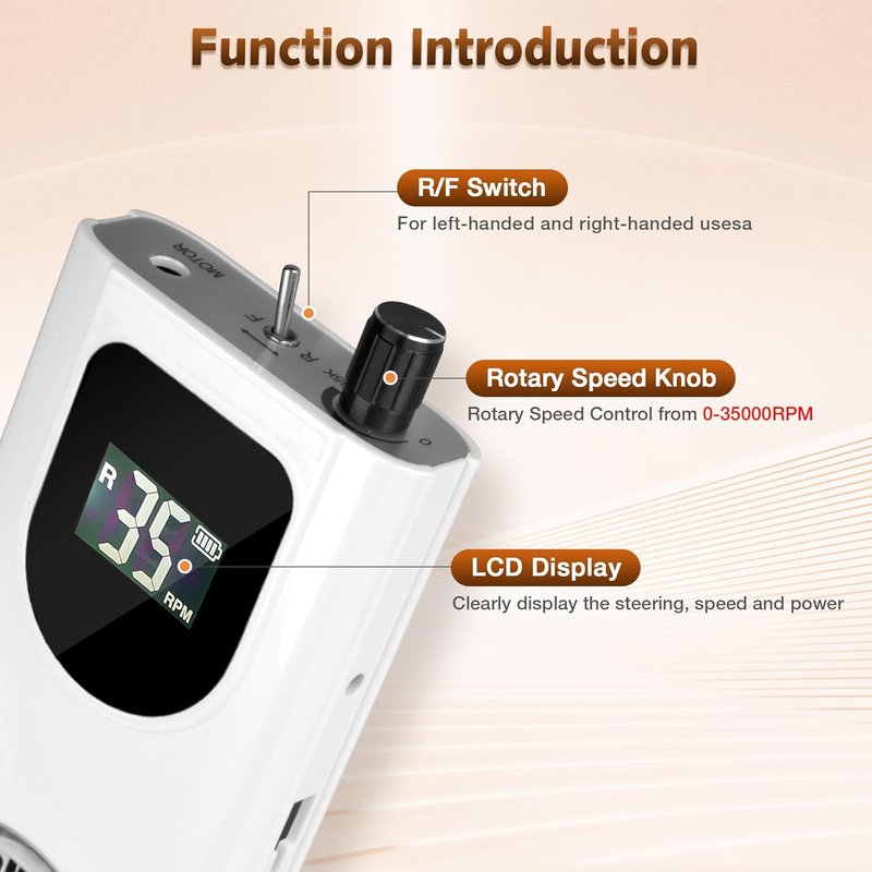 Professional Nail Drill Machine - 35000RPM Portable Electric Efile for Acrylic & Gel Nails | Rechargeable, Low Heat, Pearl White