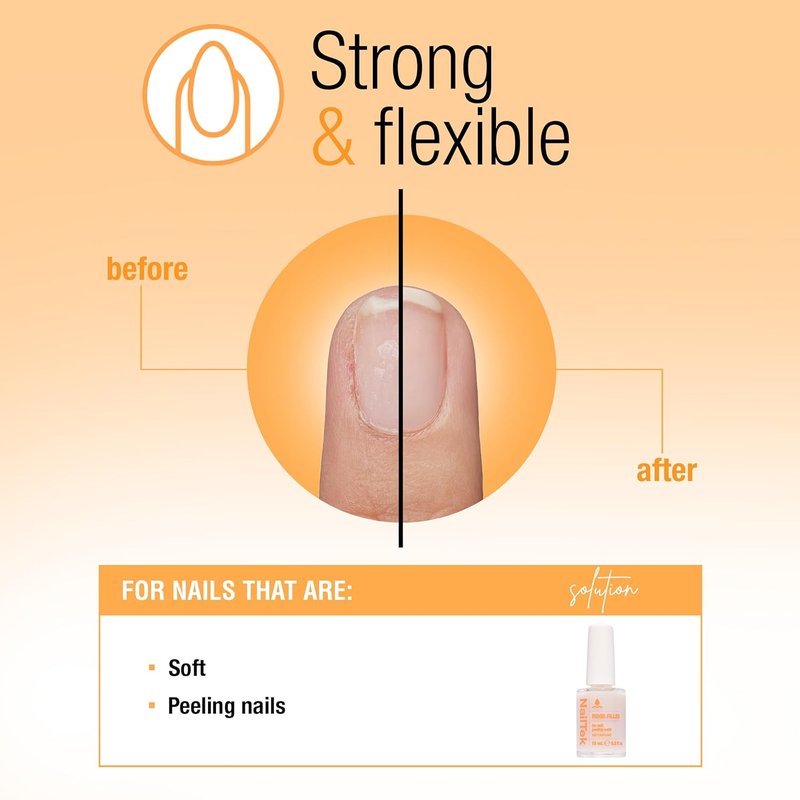 Nail Tek Ridge Filler Formula 2 - Clear Nail Base Coat & Strengthener for Soft, Peeling Nails | 0.5 fl oz