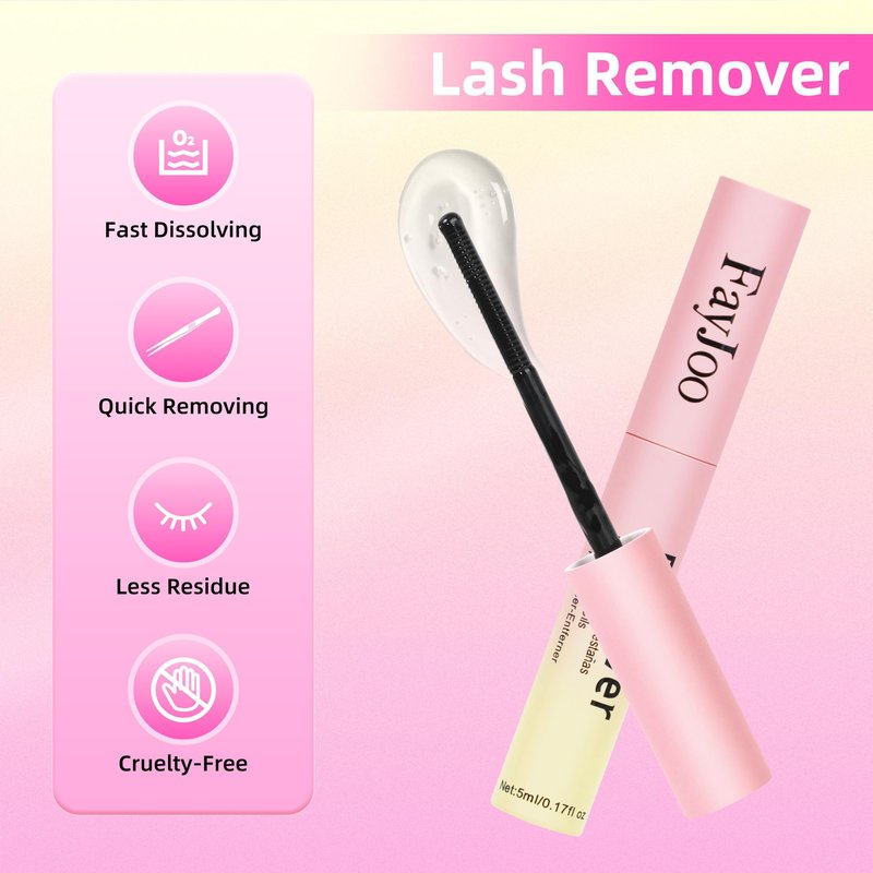 FayJoo Eyelash Adhesive Long Lasting Up to 7 Days, Strong & Flexible Hold Glue for Eyelash Extensions, Hypoallergenic, Waterproof & Quick-Dry, 3 in 1 Bond & Seal & Remover for Lash Cluster(5ml Each)