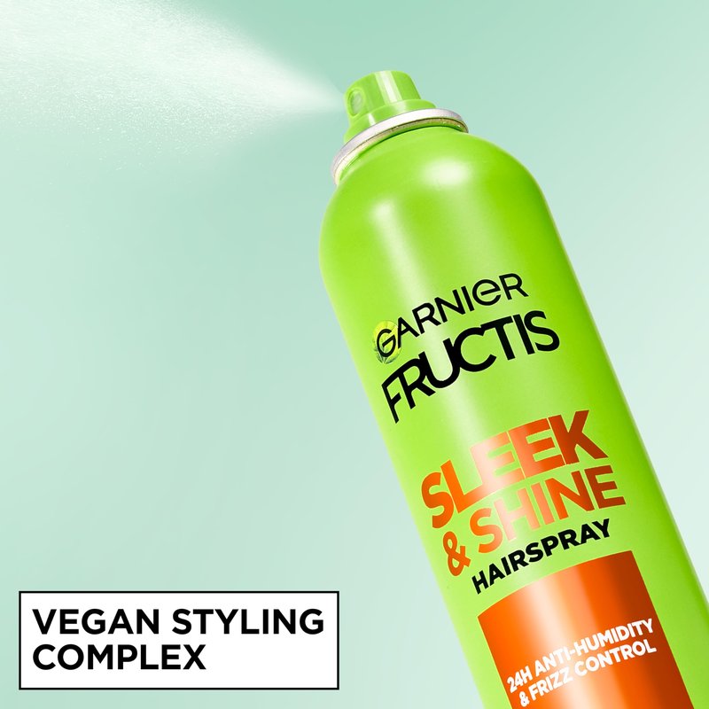Garnier Fructis Style Sleek and Shine Anti-Humidity Hairspray, Ultra Strong Hold, Frizz Protection 8.25 Oz, 1 Count (Packaging May Vary)