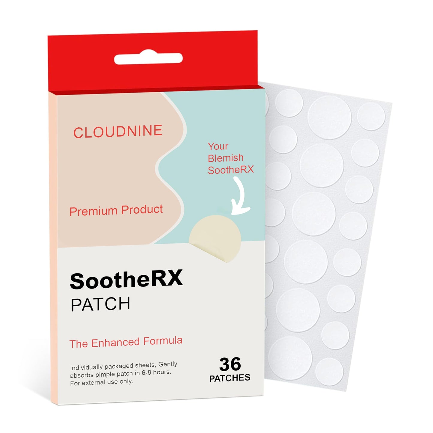 SootheRX Hydrocolloid Acne Patches for Face | Niacinamide Pimple Patch | Overnight Blemish & Acne Spot Treatment | Pimple Stickers for Covering Cheeks & Zit Patch for Face | 36 Count Transparent